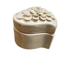 White Porcelain Heart Trinket Jewelry Box